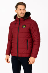 Men’s Mahroon Fur Hood Puffer Jacket